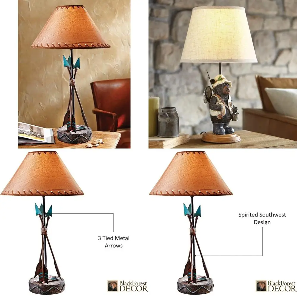 مصباح طاولة على شكل سهم جنوب غرب ريفي - 26 مصباح مكتبي بمقصورة مع لمسات فيروزية، طراز جنوب غربي