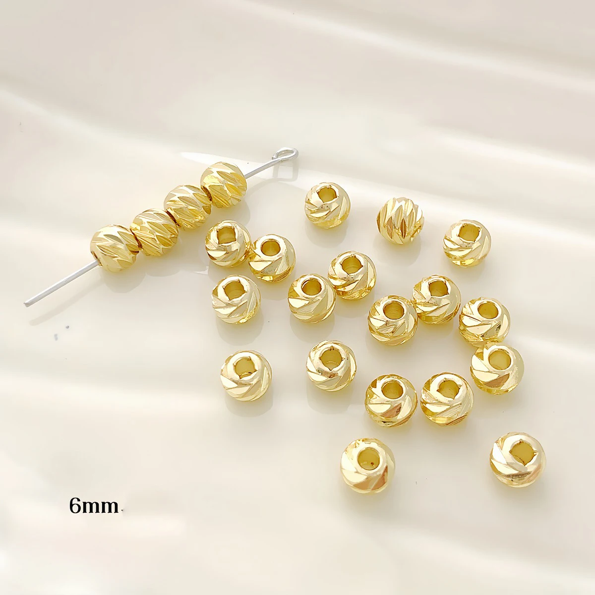 10 pz 18 K oro croce-taglio perline rotonde perline separate perline sfuse fai da te braccialetto fatto a mano collana di perline gioielli materiale accessor