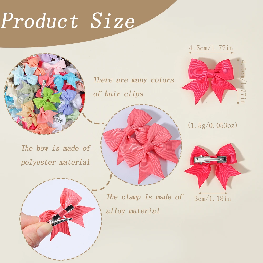 40PCS/Lot Colorful Sweet Ribbon Bow Hair Clip Dress Up Bow Clip for Girls Children Teenagers Girls' Hair Accessories Small Gift