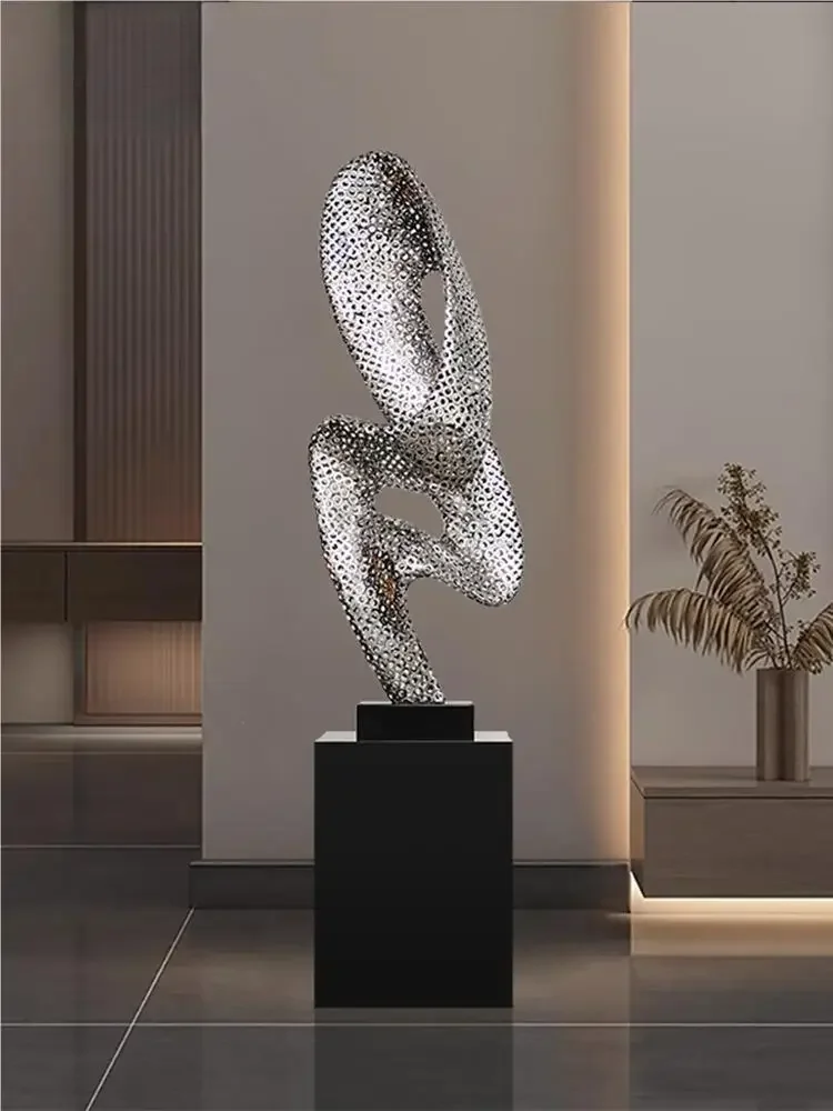 Hotel lobby stainless steel decoration home decoration high-end abstract decoration sales department sculpture works of art