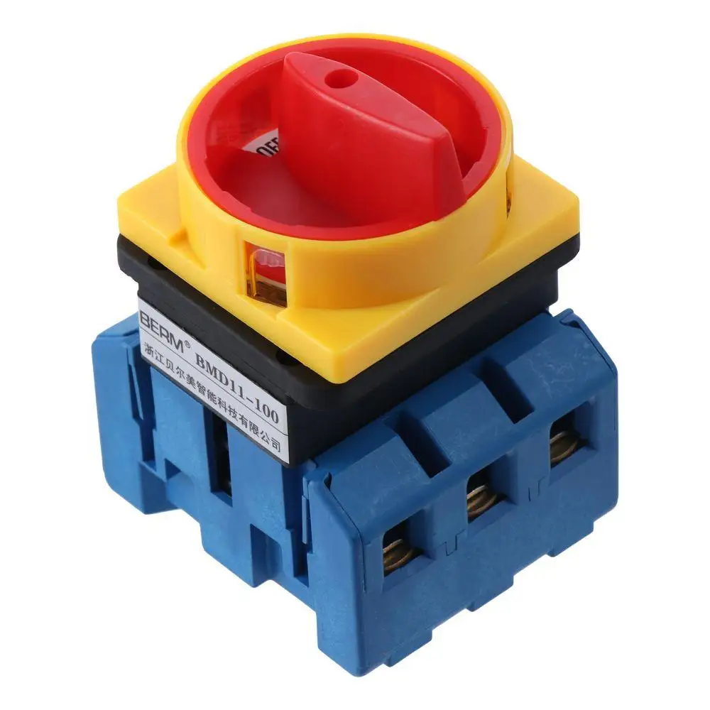 Flexible Plastic Rotary Cam Changeover Switch 3-Pole 100A On-Off Power Switch 2-Position Circuit Breaker Switch