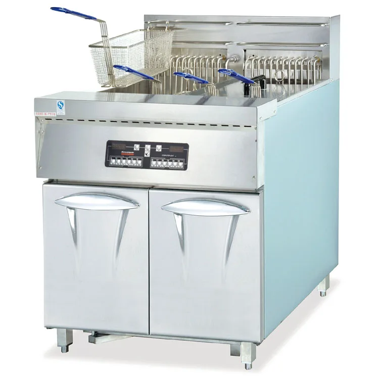 

Free Standing Commercial Oil Filter Fryers Computer Double Tank Electric Deep Fryer with oil filter