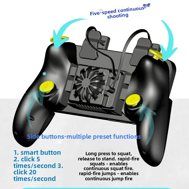 Universal Game Controller Six Finger Four Key Design Automatic Connection Semiconductors Cooling Heat Dissipation Camera Support