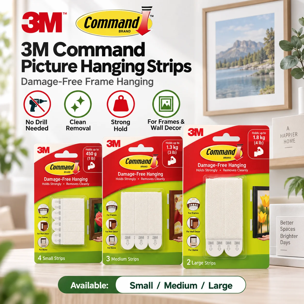 Picture Hanging Strip - شرائط تعليق الصور من 3M Command،