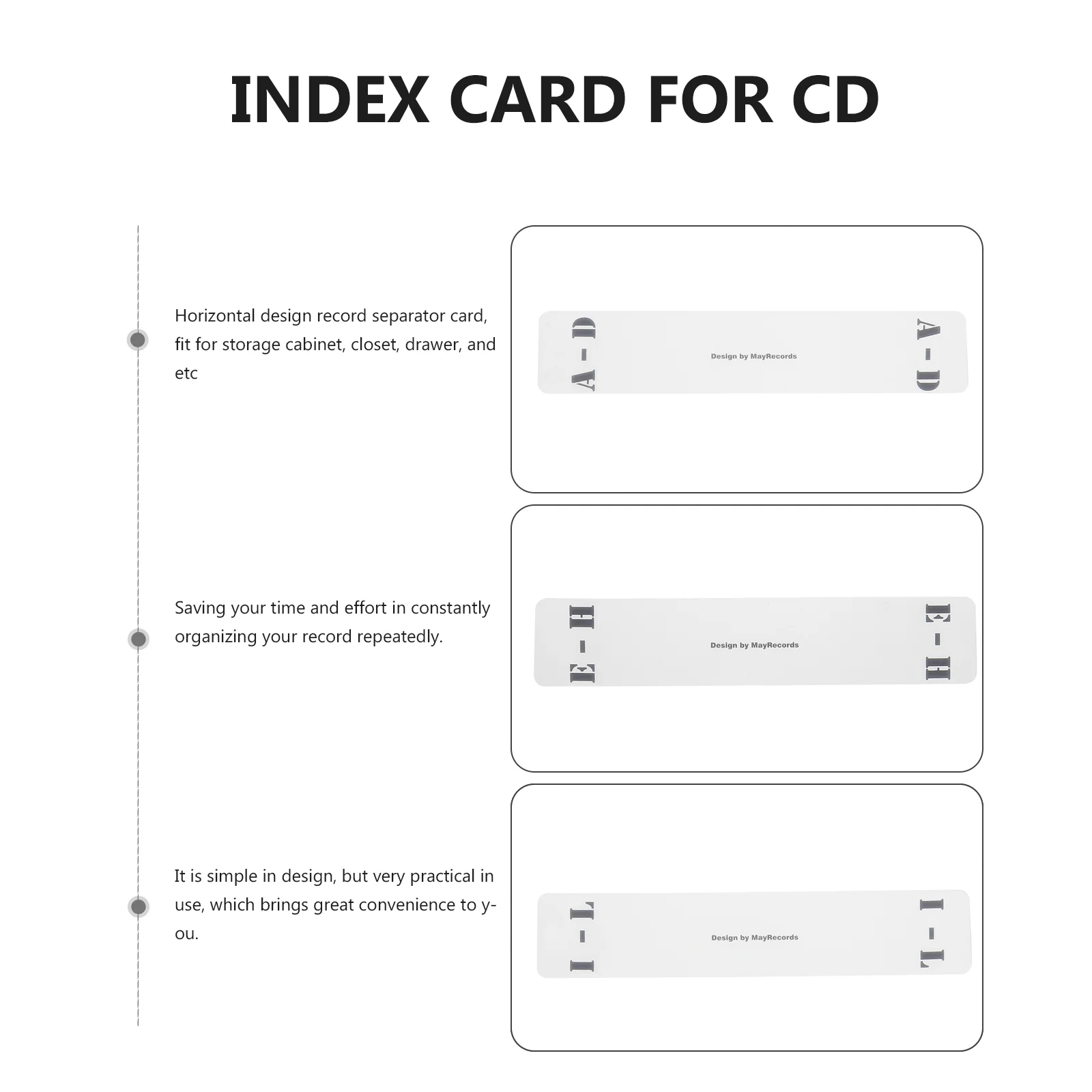 Vinyl Records Vertical Label, Record Sorting Card, Organizador Divisores, Índice Acrílico para Armazenamento Prateleira, 6 Pcs