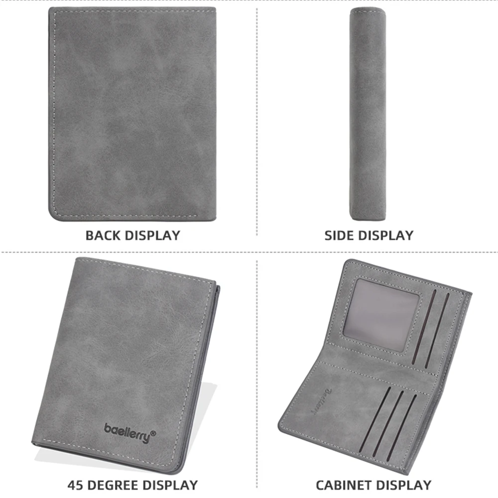 Nuovo portafoglio da uomo semplice con clip per carte corte Portafogli maschili sottili di alta qualità Portafoto Portafoglio in PU smerigliato per uomo