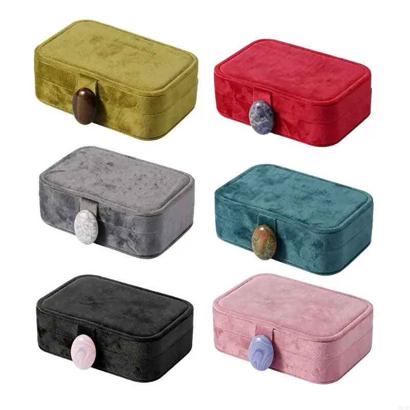 91AF Stylish Velvets Jewelry Storage Box with Multiple Compartments Jewelry Displaying Organizers for Travel and Daily Use