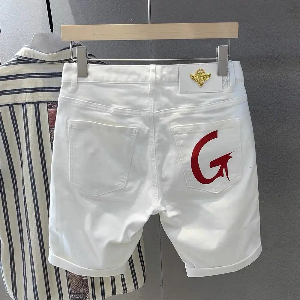 

Designer Clothing Man 2026 Loose Straight Short Pants Trendy Brand Letter New Pants Summer Thin White Casual Denim Shorts Men