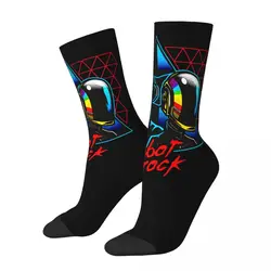 Funny Crazy Sock for Men Robot Roker Helmet Hip Hop Harajuku Daft Punk Rock Band Pattern Printed Boys Crew Sock Casual Gift