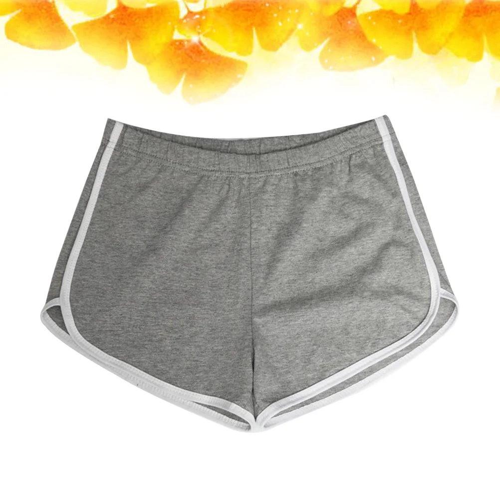

Women Casual Grey Cotton Sports Shorts Elastic Waistband Breathable Lightweight Running Fitness Yoga Pants for Gym