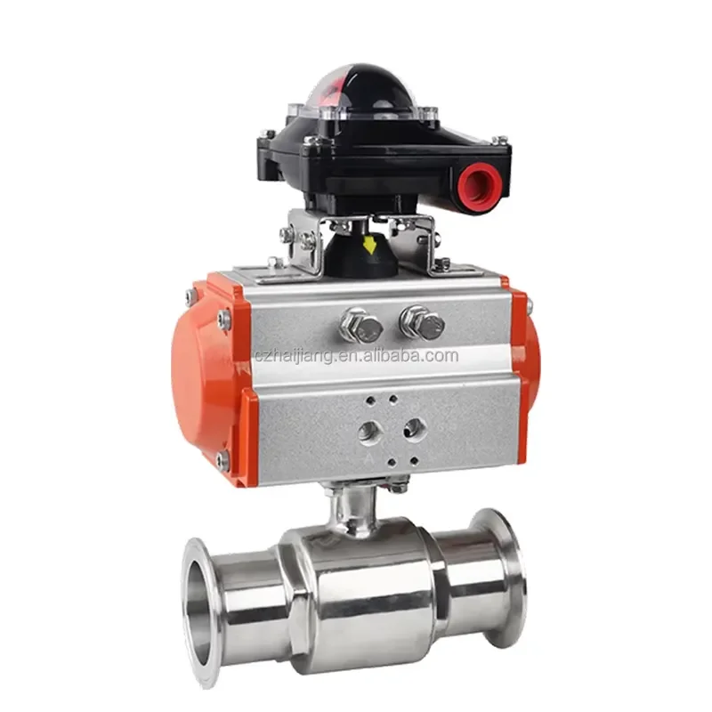 Wholesale Sanitary Grade DN15-DN200 Stainless Steel Pneumatic Actuated Sanitary Tri-Clamp Ball Valve