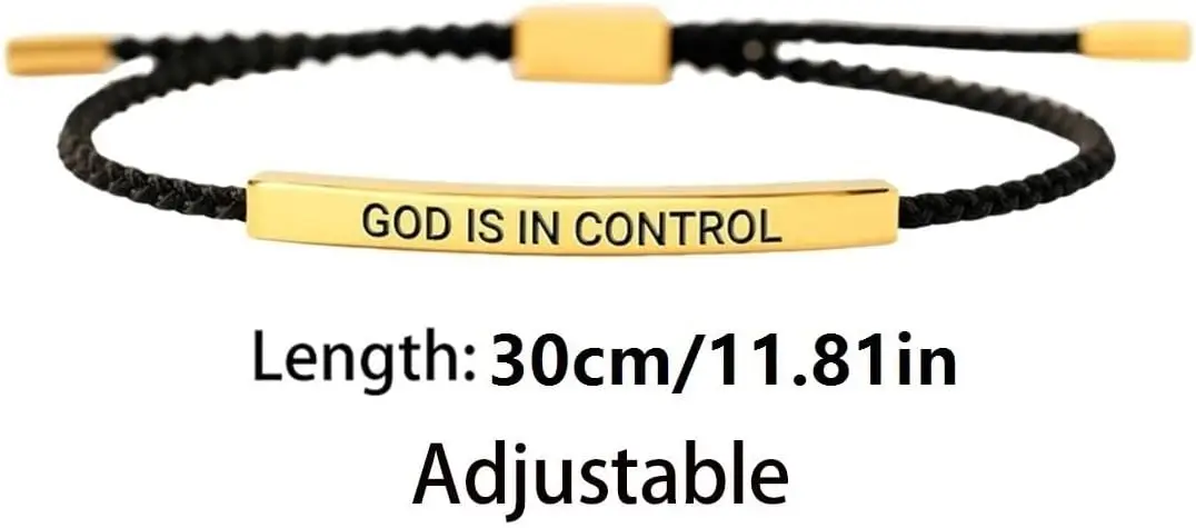 أساور إلهام من الفولاذ المقاوم للصدأ "الله في السيطرة"، ديوس تين إل كونترول بولسيرا، سوار الإيمان المسيحي مع صندوق هدايا