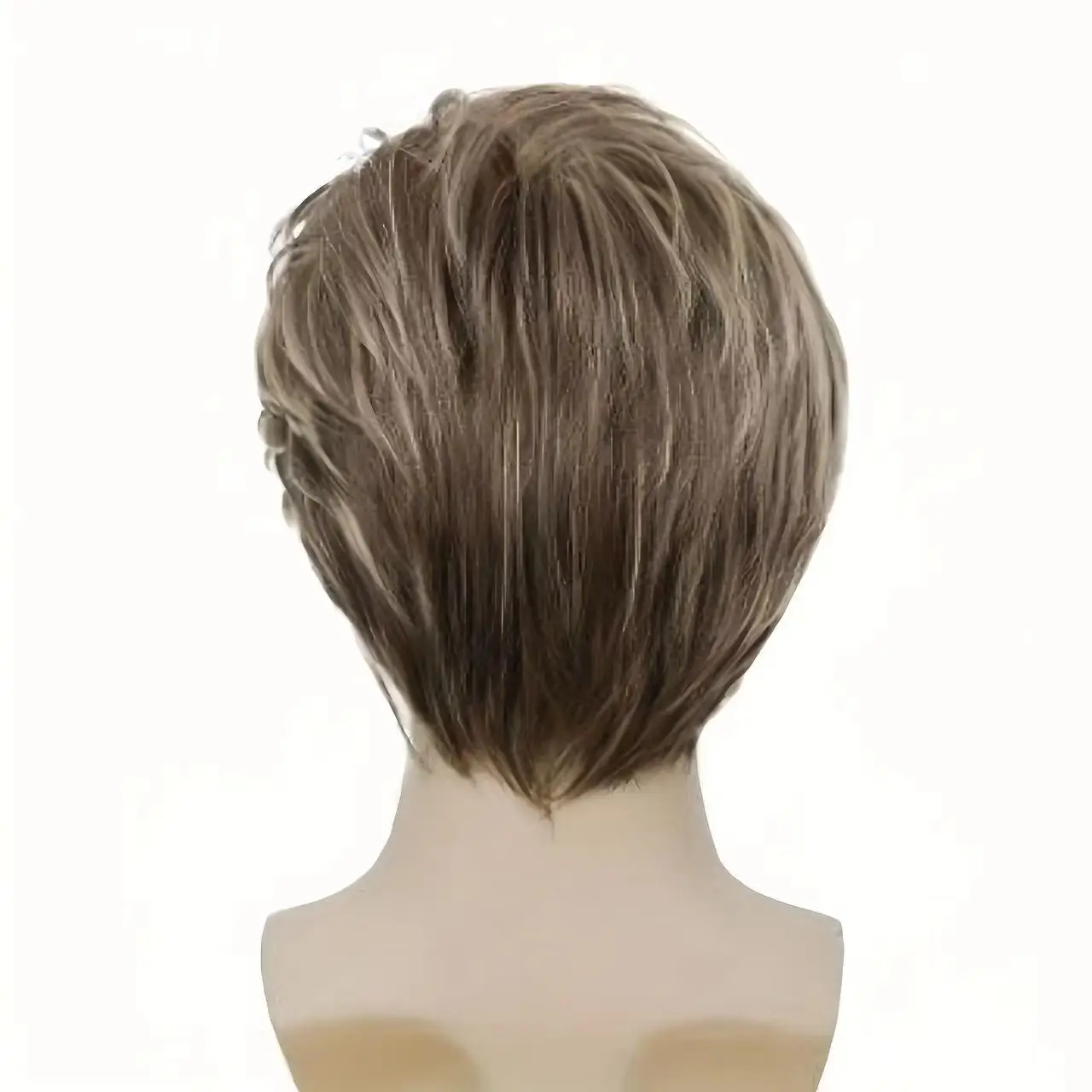 Men Wig Short Straight Synthetic Wigs for Male Mixed Brown Wigs with Side Bangs Cosplay Party Halloween