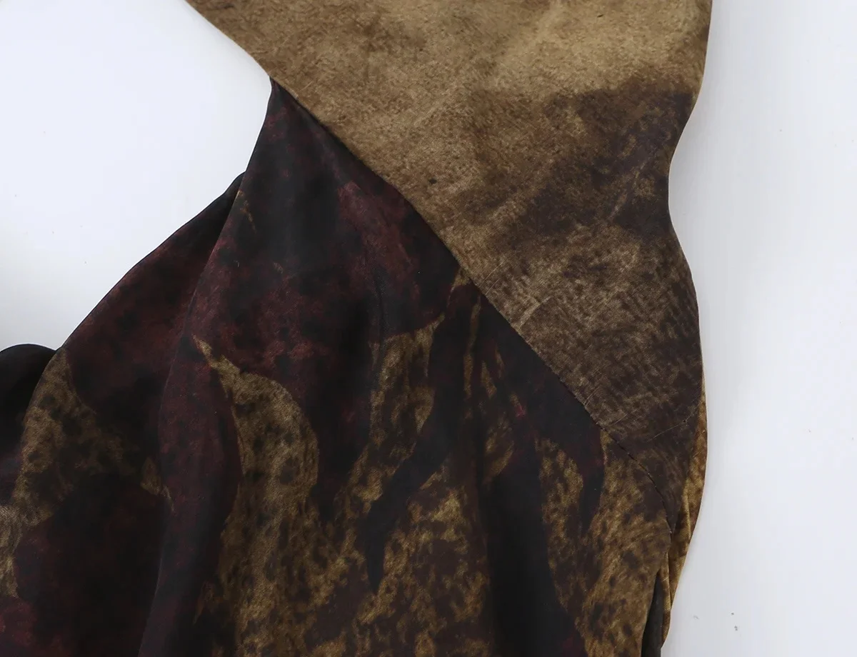 KONDALA Elegantes Strandkleid für Damen, langes, bedrucktes, rückenfreies Neckholder-Partykleid, modisches Sommer-Herbst-Kleid 2026, gerades Kleid – Detail 5