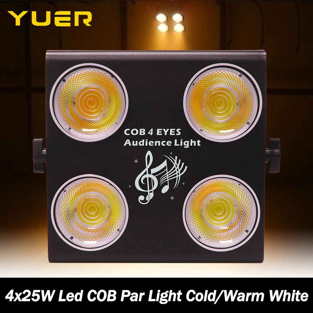 Mini 4x25W Led 4 Eyes COB Par Light Cold/Warm White 2in1 Audience Light DMX512 Sound control RDM for DJ Disco party wedding bar