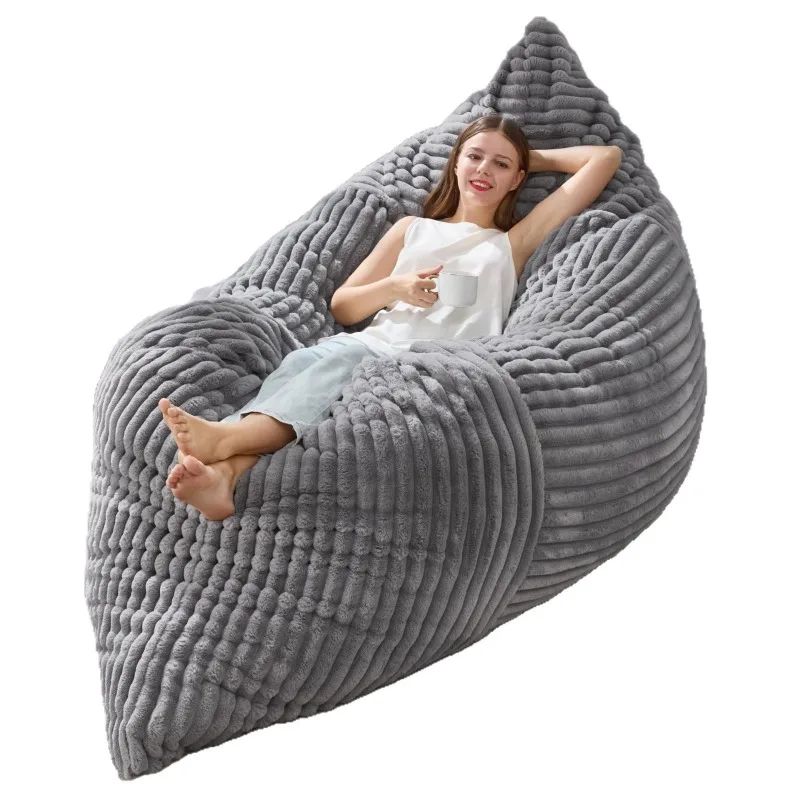 3-in-1 Corduroy Bean Bag Chair, Vacuum Compressible Washable Floor Tatami Sofa