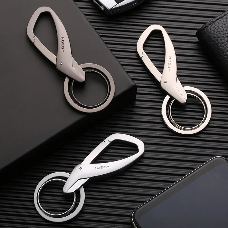 High Quality Simplicity Waist Hanging Creative Double Ring Metal Zinc Alloy Key Chain Men\'s Women\'s Keychain