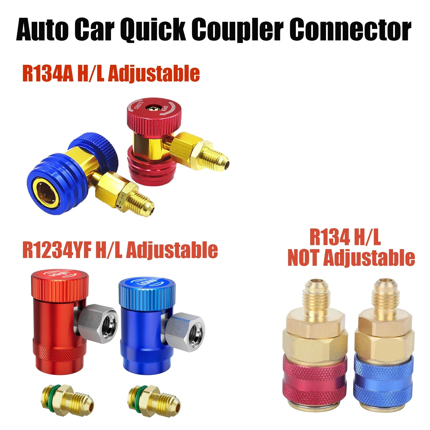 R134A/R1234YF H/L Auto Car Quick Coupler Conector Adaptadores de Latão Ar Condicionado Refrigerante Ferramenta Aplicadora de Carregamento Ajustável