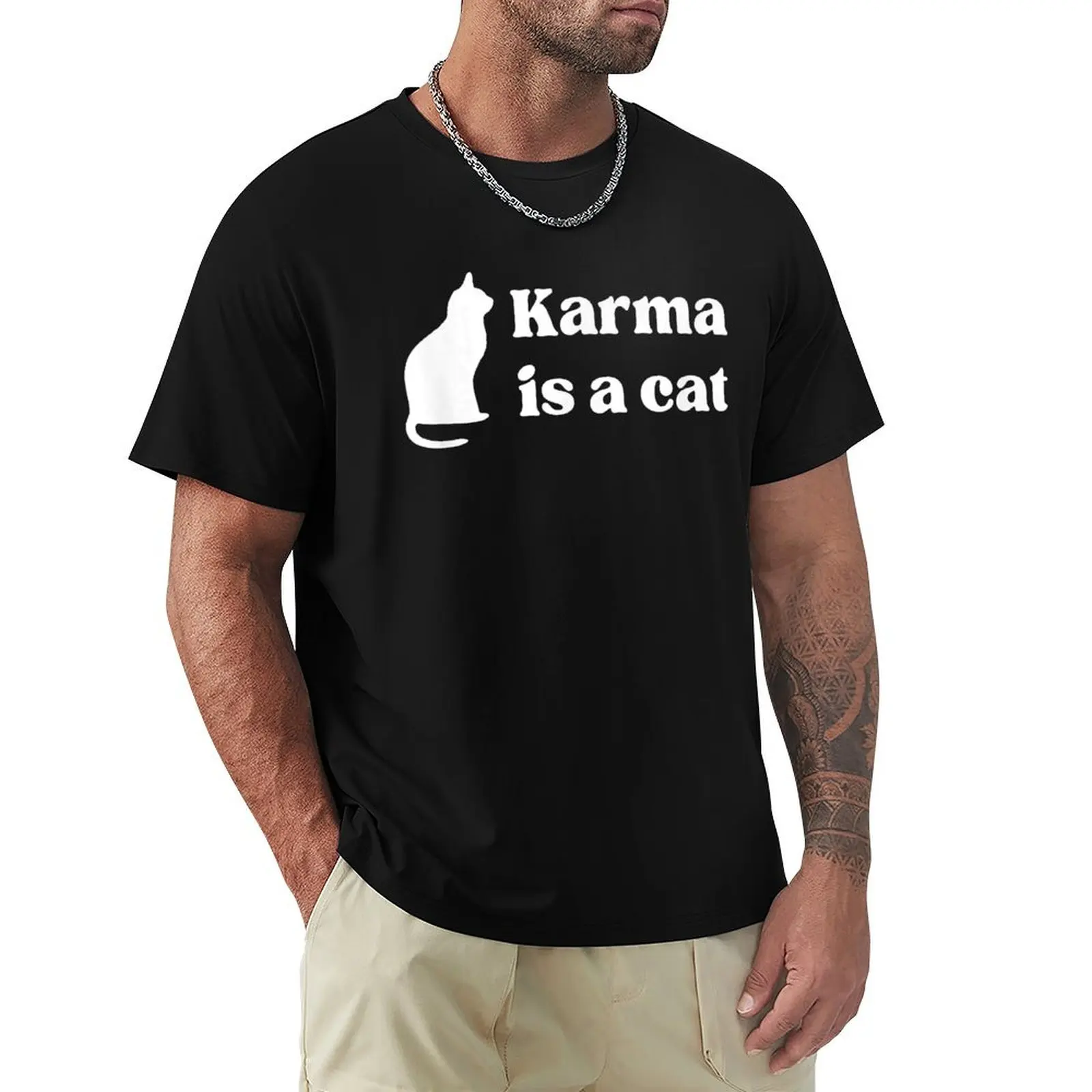 

Karma is a Cat T-Shirt vintage anime shirt animal prinfor boys vintage t shirt men