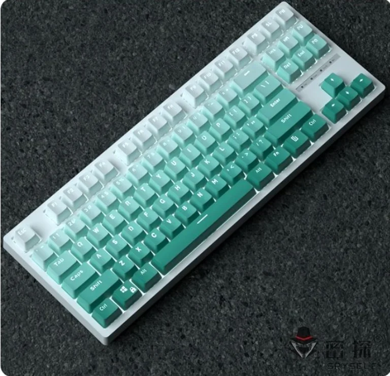 Keycaps verde gradiente OEM perfil retroiluminado transparente Seagrass Keycap PBT lado/superior imprimir Keycap algas marinas ForGK61 87 104 teclado