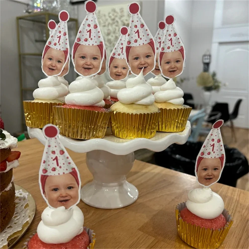 12pcs Cupcake Toppers baby face, Cupcake Photo ANY AGE, Birthday Decor, Cupcake kid birthday, cupcake toppers face kid