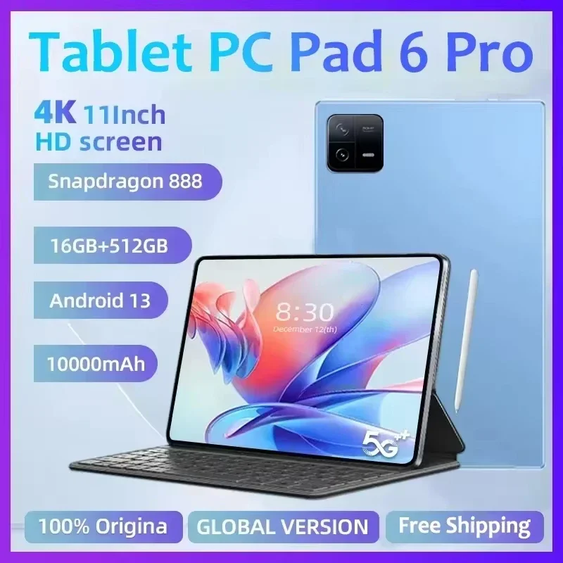 

2024 Global Version Original HD 4K Pad 6 Pro Tablet PC Snapdragon 888 16GB 1024GB 10000mAh Android 13 11 inch 5G WIFI Mi Tab