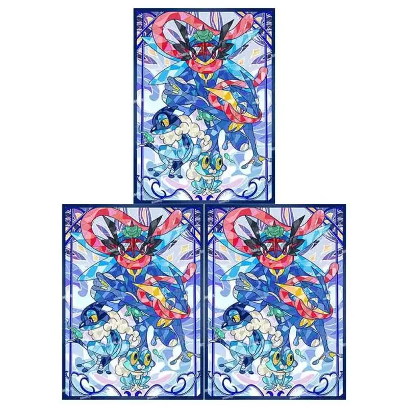 50Pcs/set Pokemon Cards Sleeve Froakie Greninja PTCG Anime Game Characters Colorful Laser Version DIY Cards Protective Cover