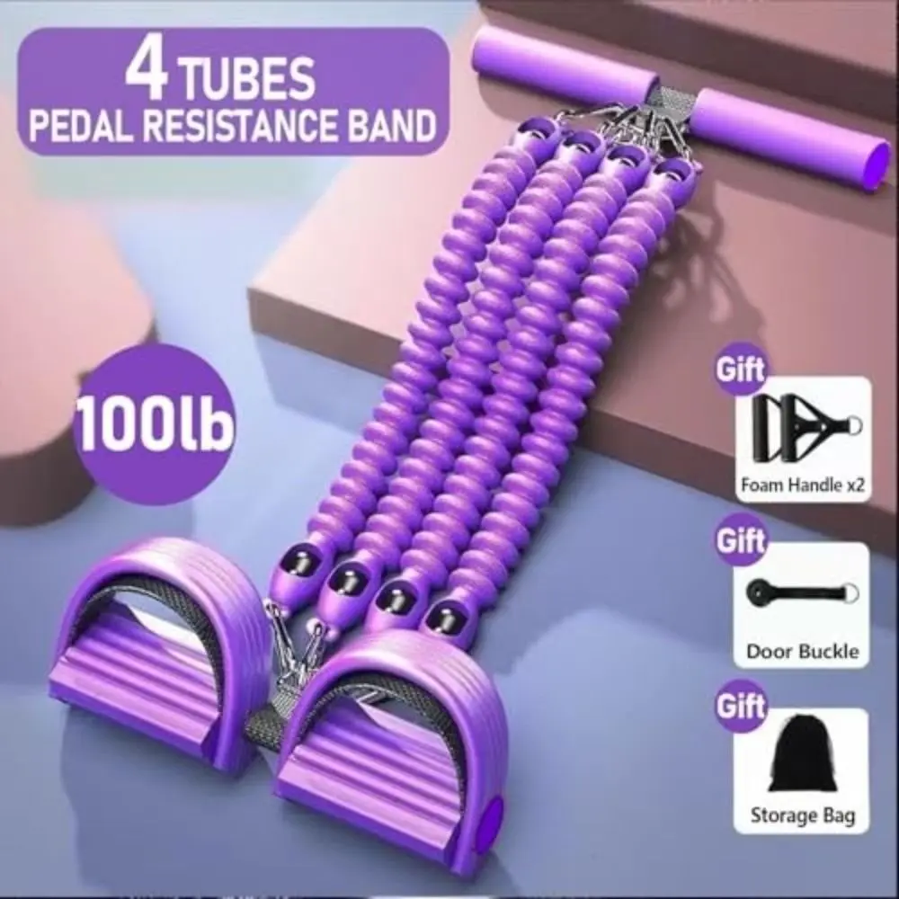 Adjustable Resistance Pedal Resistance Band Braided Fabric Sleeve Non Slip Foam Grip Resistance Band Set Door Anchor Foot Pedal
