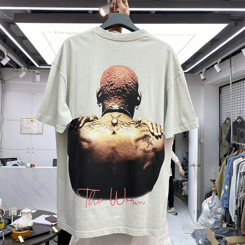 High Quality Cotton Men T-Shirts Fashion Rodman Print Top O-Neck Short Sleeve Women Tee Hip Hop Streetwear Man Oversized T Shirt