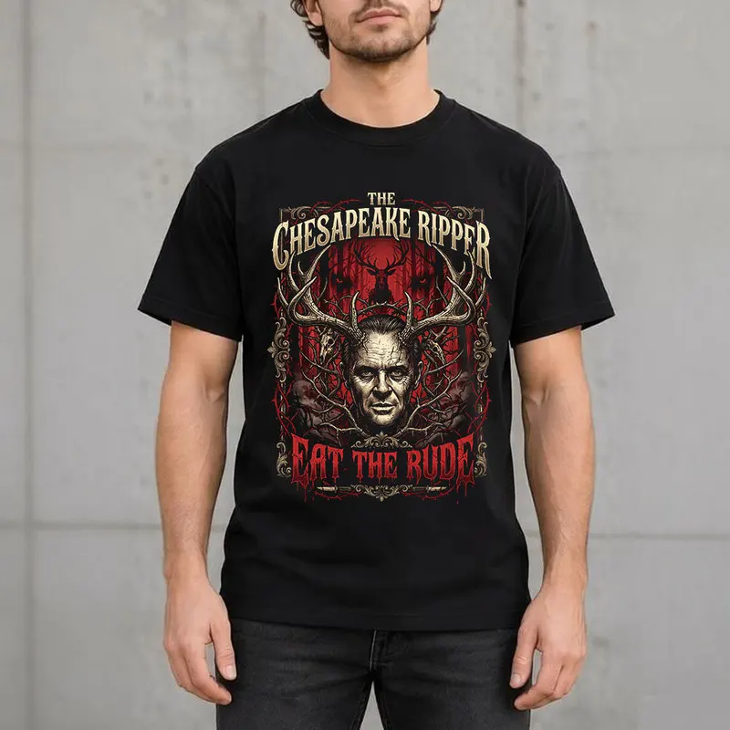 Hannibal Lecter Eat The Rude Graphic T-Shirt Horror TV Series Vintage Gothic Unisex Short Sleeve Tee Mikkelsen Print Casual Tops