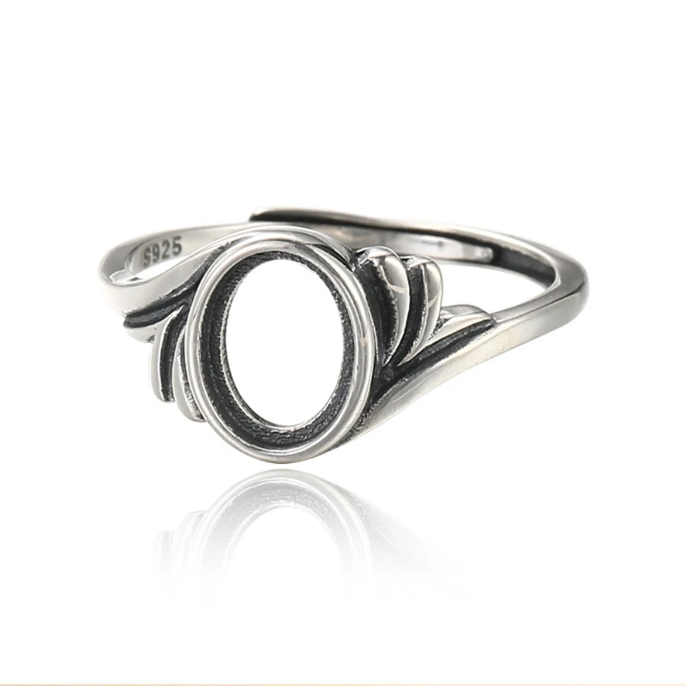 

Ring Blank (6x8mm/7x9mm Oval Blank) Adjustable Thai Sterling Silver Oval Cabochon Ring Base