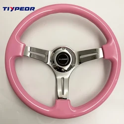 Universal 350mm ABS Steering Wheel 14 Inch Pink Aluminum Alloy frame Racing Steering Wheel