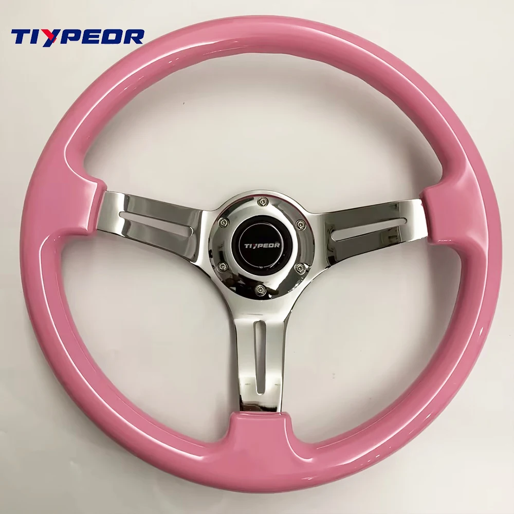 Universal 350mm ABS Steering Wheel 14 Inch Pink Aluminum Alloy frame Racing Steering Wheel
