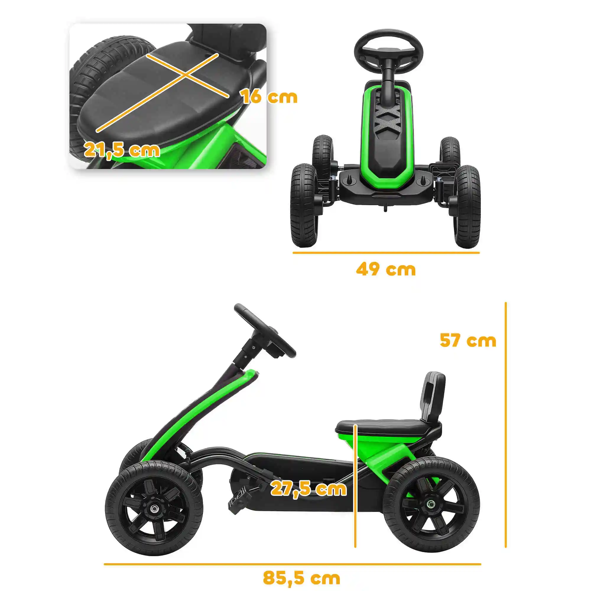 دواسات Aiyaplay Kart، Go Kart بعجلات إيفا غير قابلة للانزلاق، إطار معدني، تحميل 30 كجم، للأولاد والبنات من عمر 2 إلى 5 سنوات