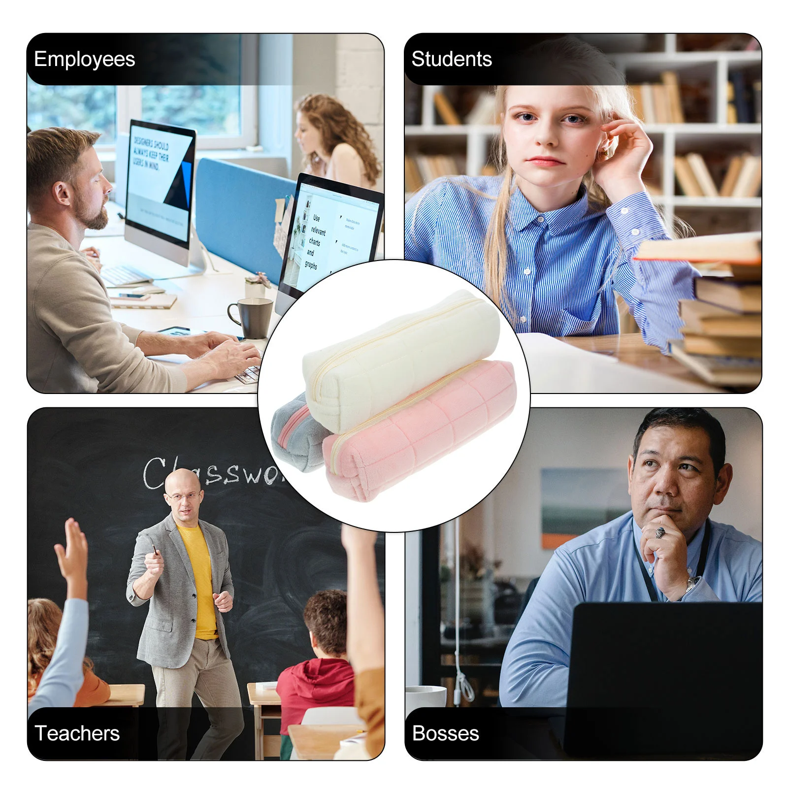 

3Pcs Large Pencil Pouch Multifunctional Pen Bag Portable Pencil Case Office School Accessories Pen Storage Organizer