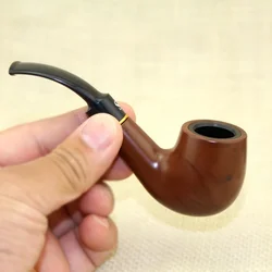 Resin Ebony Wood Tobacco Pipe Retro Bakelite Bending Filter Pipe Potable Handheld Smoking Pipe Cigarette Accessories Men's Gifts