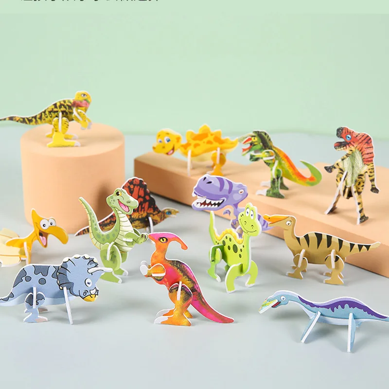 

10Pcs Cute Cartoon Dinosaur Paper Puzzle 3D Dinosaur Paper Jigsaw Puzzles Party Favor Kids Toys Birthday Party Giveaway