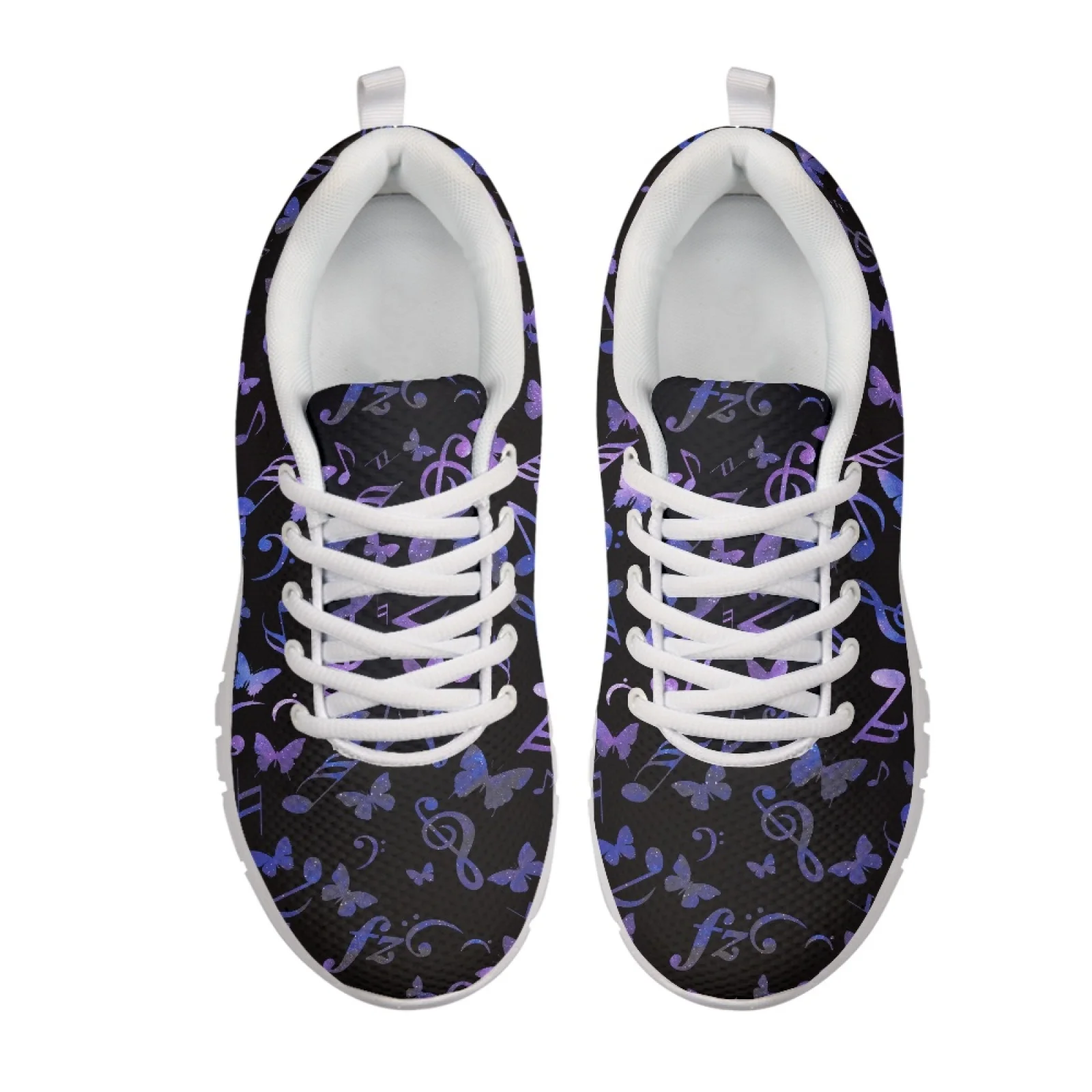Coloranimal Lace Up Lace-up Running Sneakers for Womens Mens Tennis Shoes for Office Music Butterfly Glow