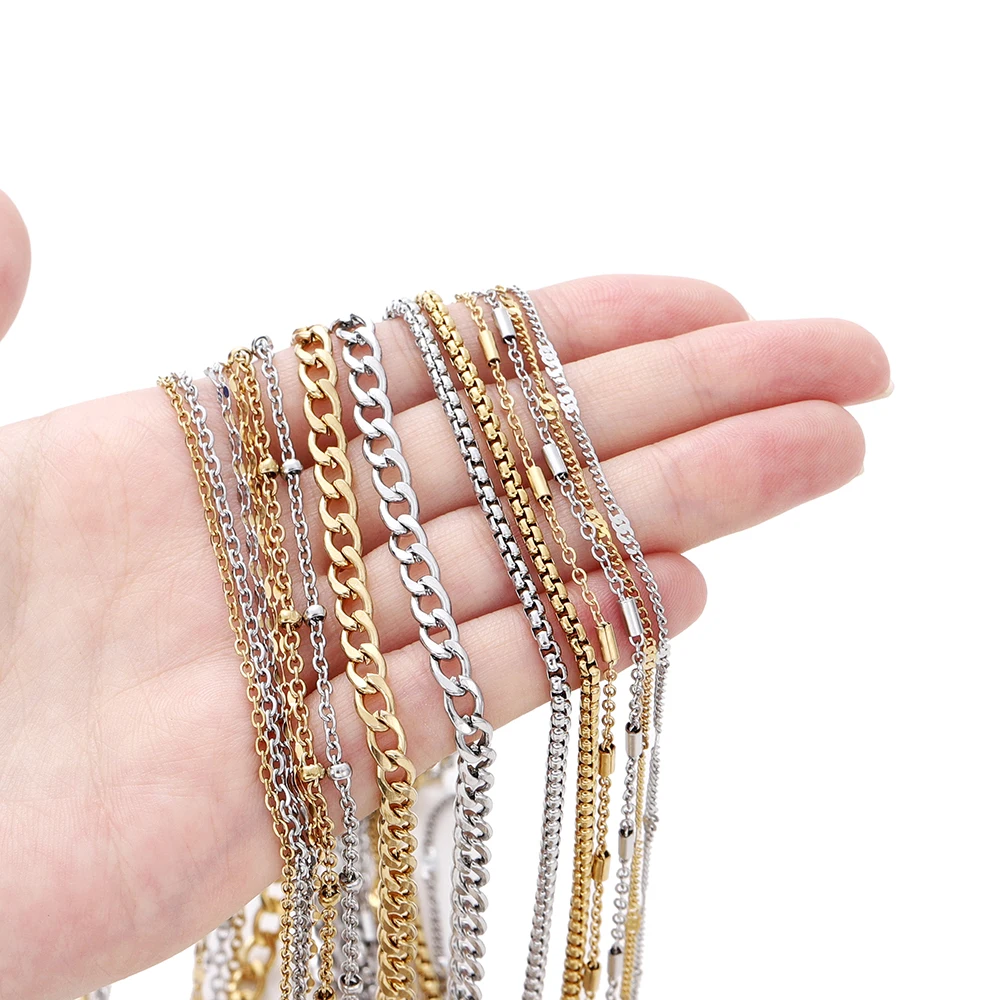 No Fade 2Meters Stainless Steel Chain Gold Lips Spacer Beads Chain DIY Handmade Necklace Bracelet Jewelry Making Supplies ﻿ view 5
