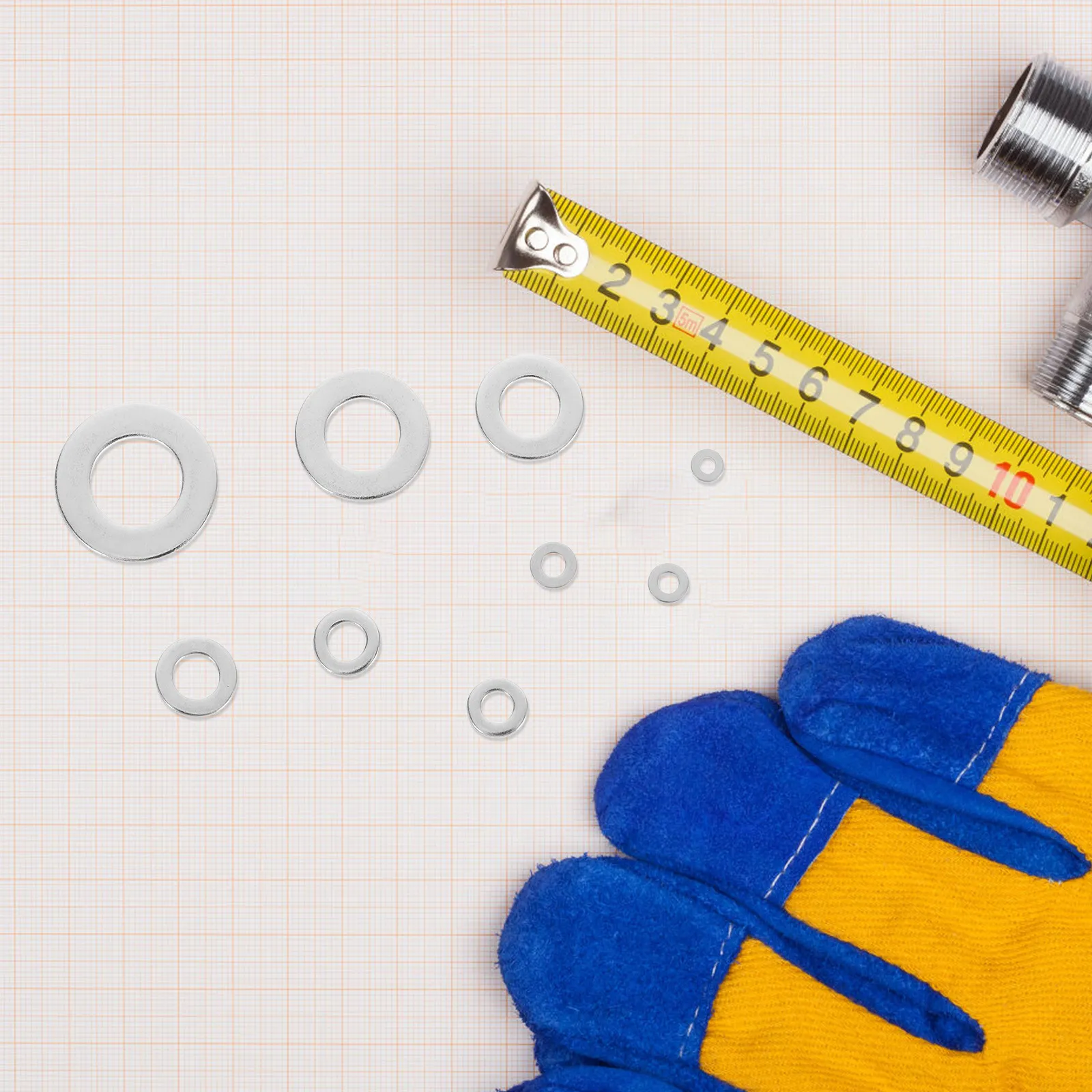 

800pcs Stainless Steel Flat Washers Set Assorted Sizes Corrosion Resistant Precision Made Storage Box Included Washer Tools For