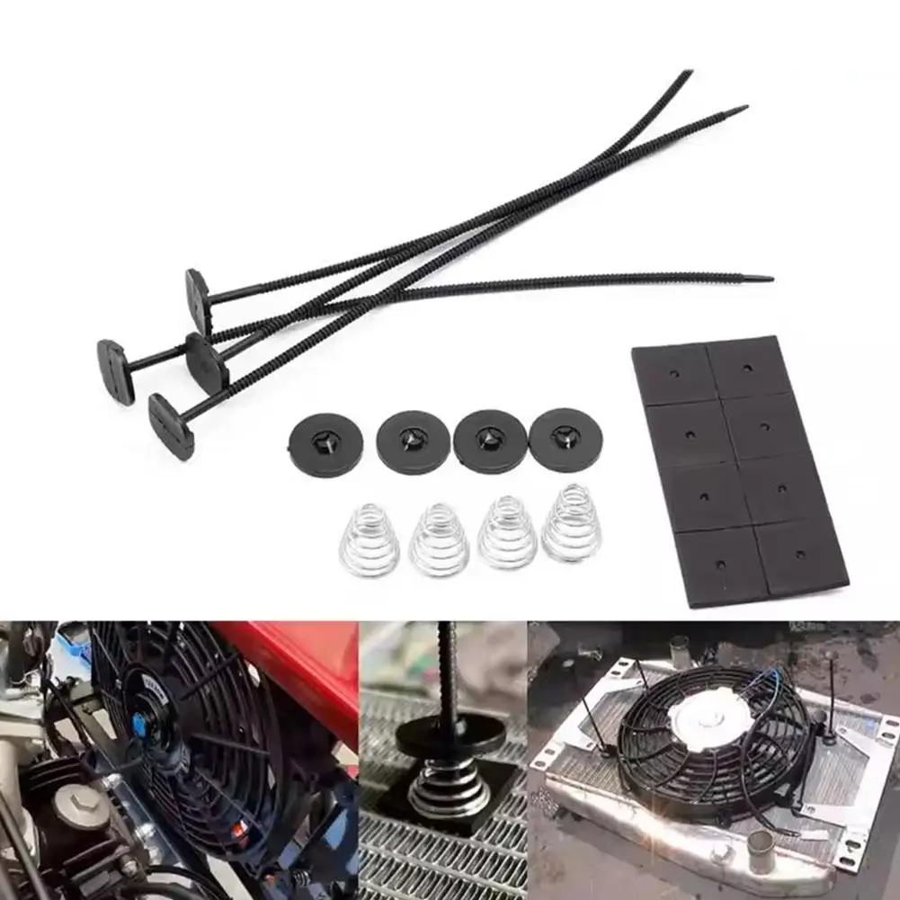 

1 комплект, универсальный электрический вентилятор радиатора для автомобиля, комплект накладок для вентилятора, монтажные стяжки, 9 дюймов, разъемы, 8 резиновых, 16x 8x пружина 8x H9V2