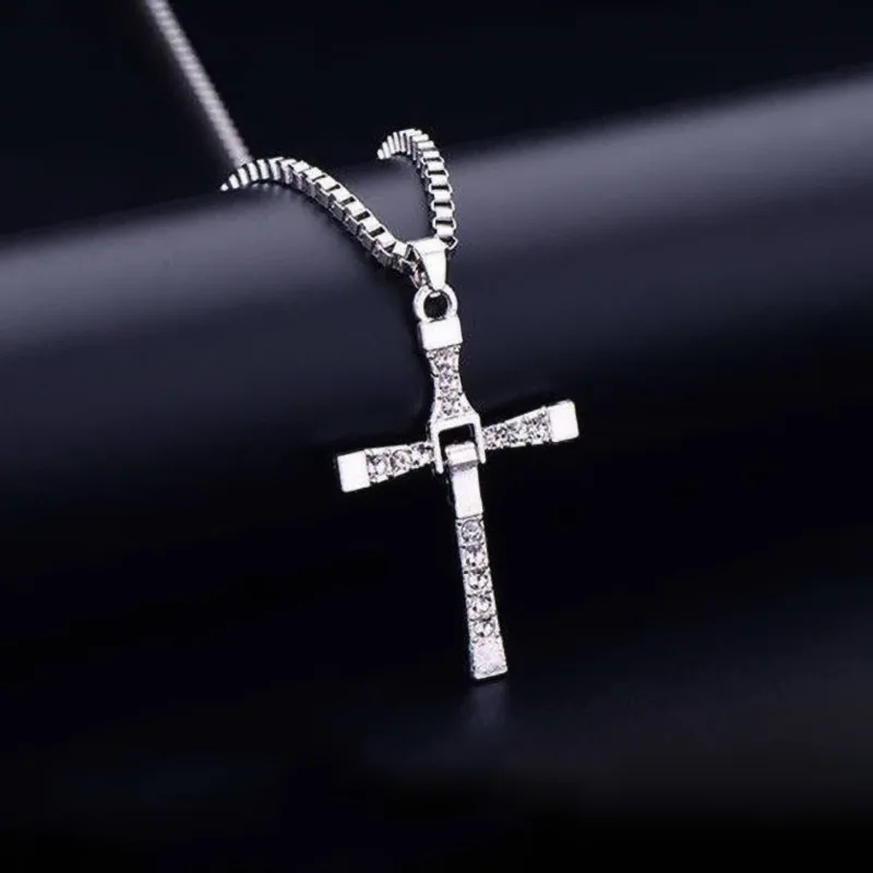 Men\'s Fashion Zircon Cross Pendant Necklace Chain for Men Friend Gift Hip-hop Punk Party Faith Jewelry Accessories Collar Hombre