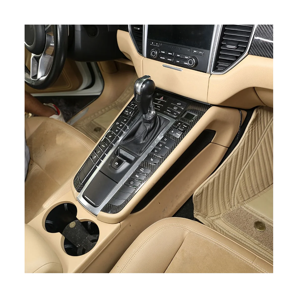 

Прочно для Porsche Macan 2014-2020, сухое углеродное волокно, центральная консоль, кнопка переключения передач, рамка, накладка, наклейка, автомобильные аксессуары