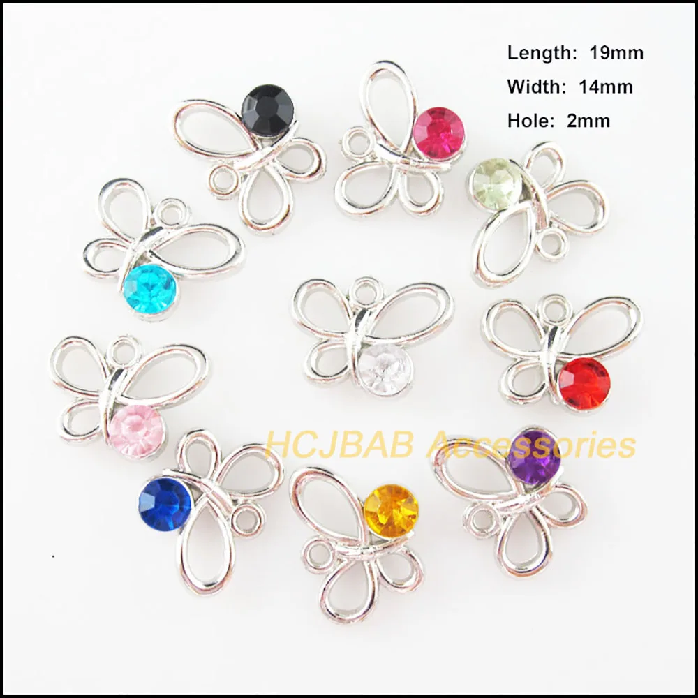 30Pcs Dull Silver Plated Charms Mixed Acrylic Pendants