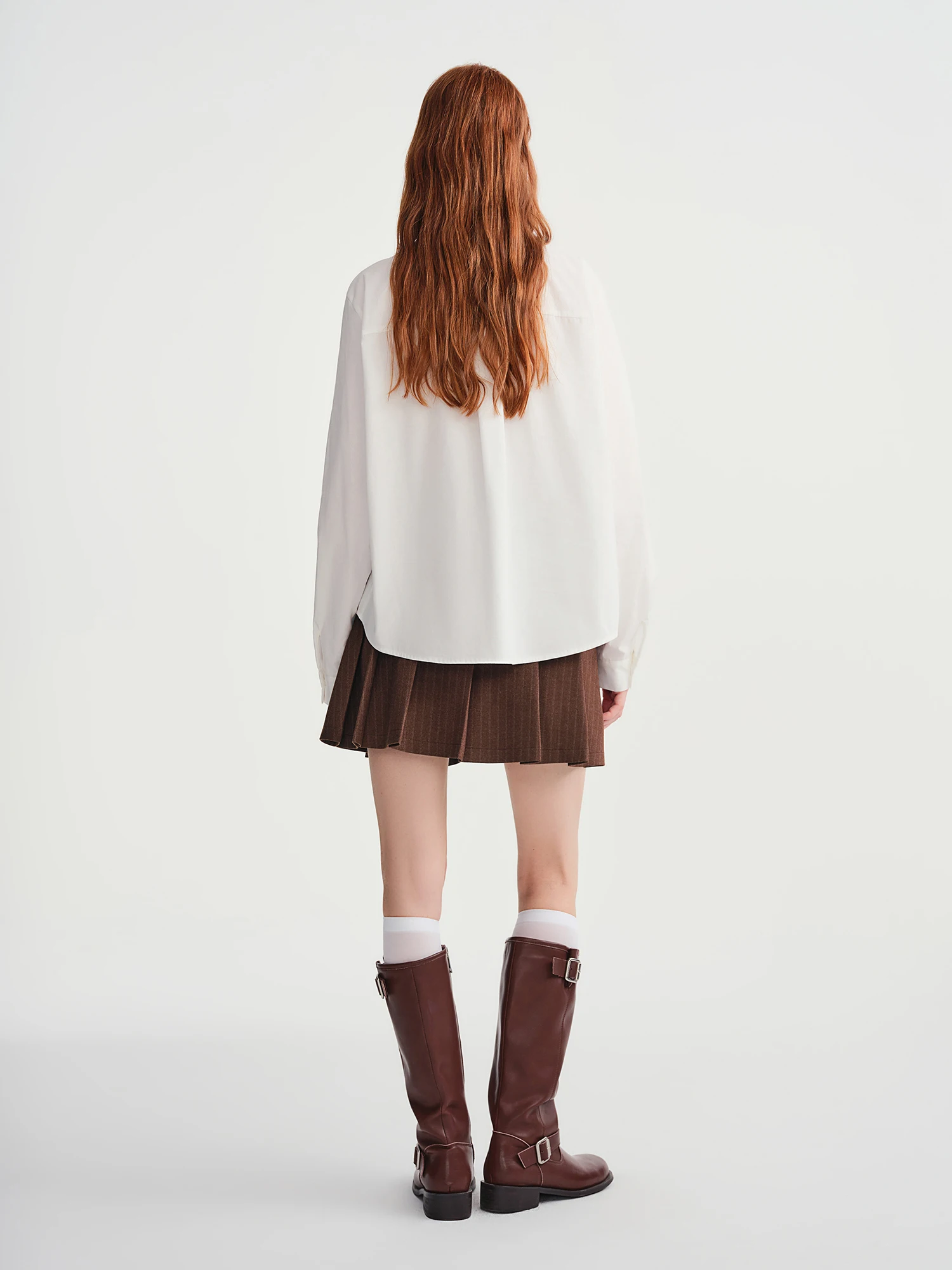 DUSHU Camicia da donna in cotone 100% con colletto in bosco bianco dolcemente increspato da donna comoda camicetta dal design retrò di nuovo arrivo 2025