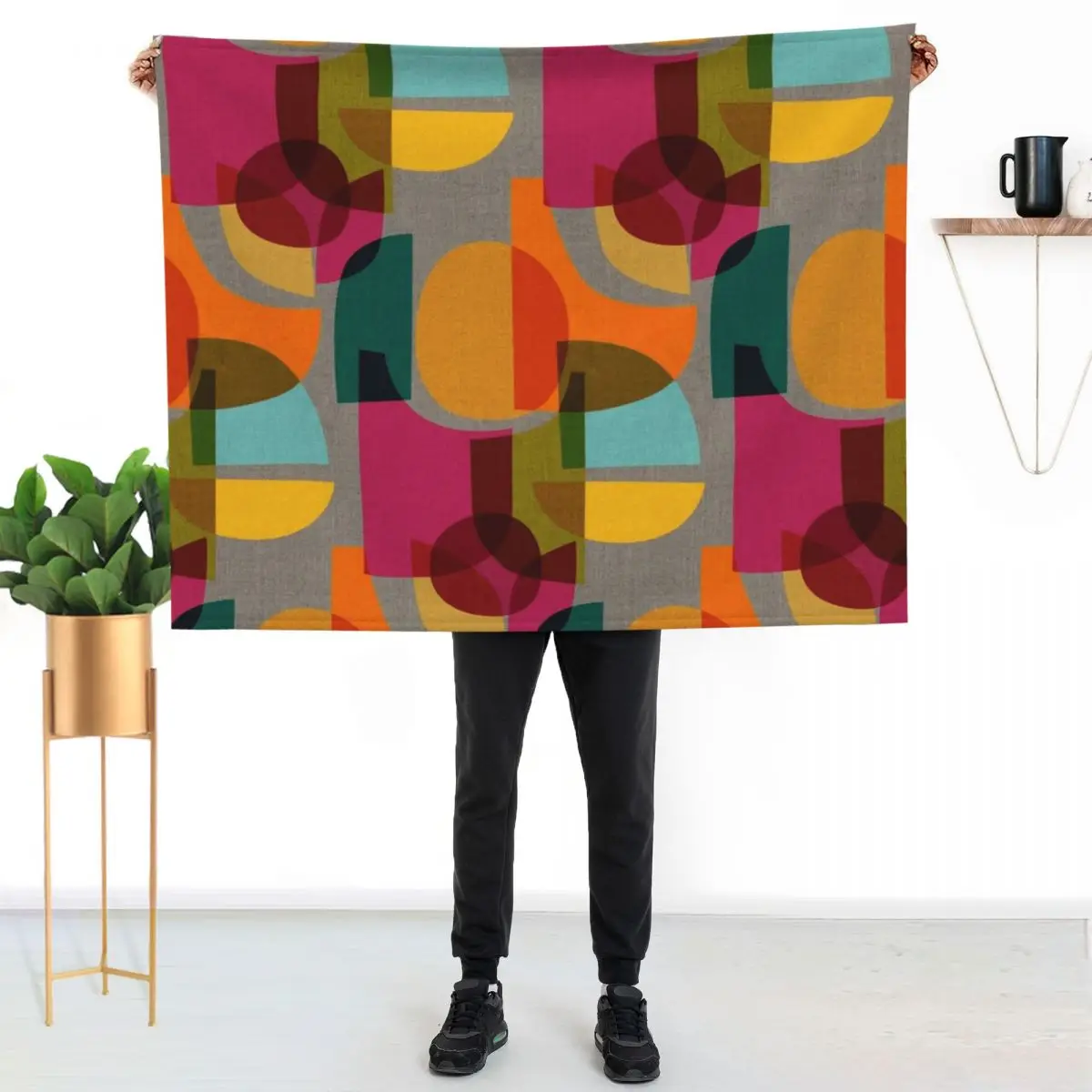 Mid Century Kaleidoscope Throw Blanket Softest for winter Bed Fashionable Decorative Sofa Luxury Throw Decoratives Blankets