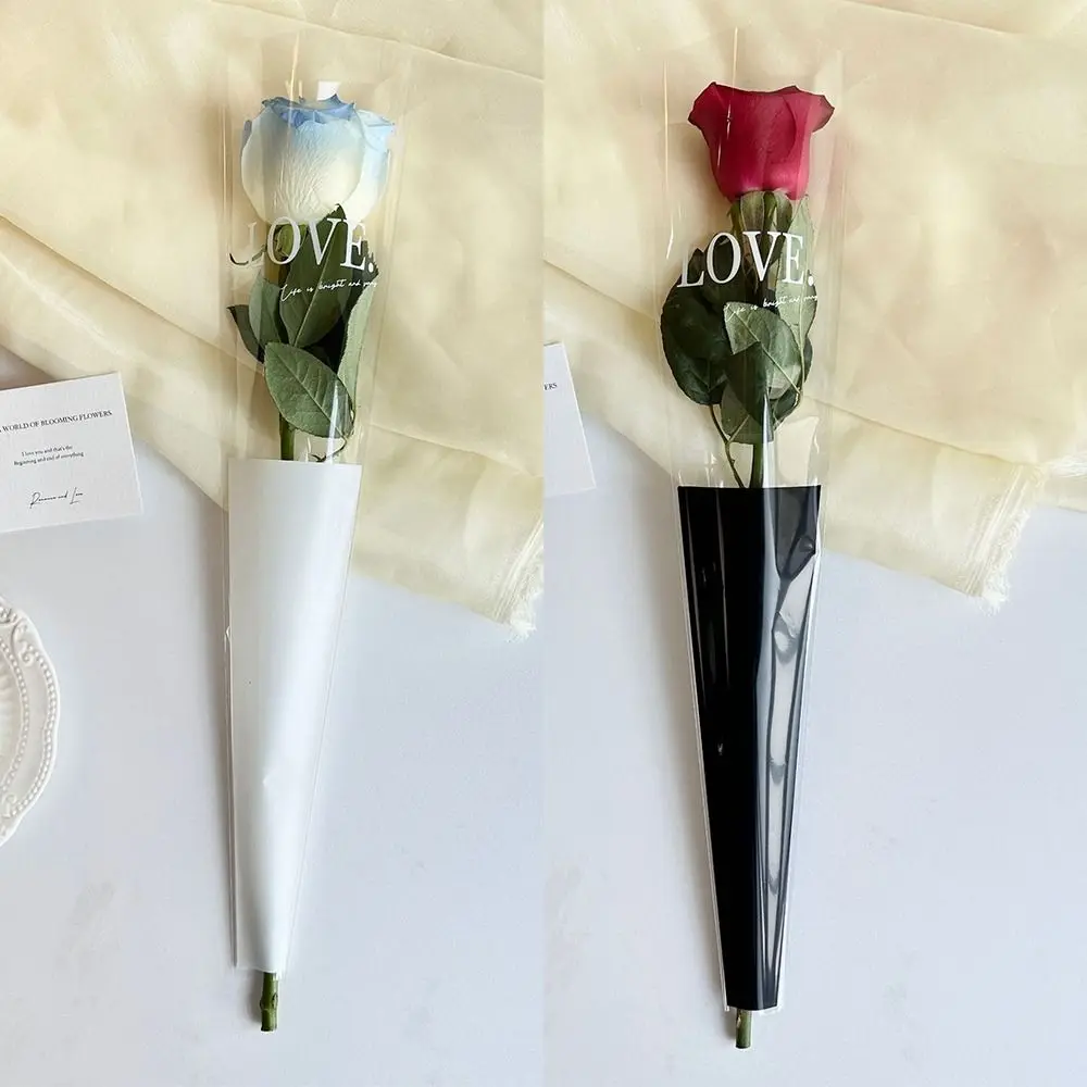 

50pcs Transparent Single Flower Packaging Bags Waterproof Romantic Floral Gift Bags Opp Bag Flower Arrangement Bags