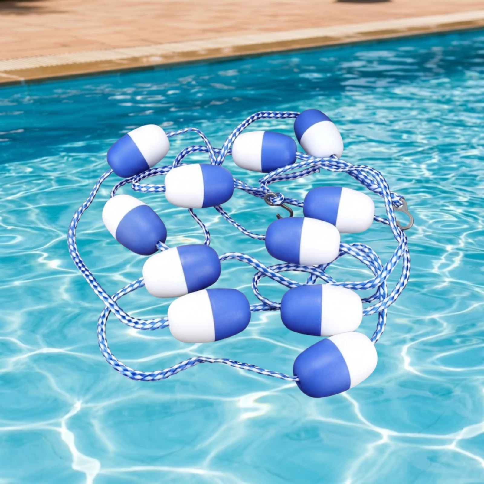 Pool Lane Rope with Buoy Markers Braided Pool Lane Rope with Floats Safety Buoy Line Floating Resistant for Training Pools