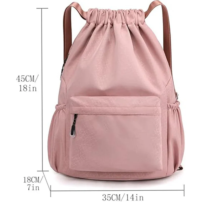 Chr5 Proximity Wstring Backpack, Sports, Gym Bag, Water Degré String Bag, Cinch R Pocket for Shopping, dehors Yoga, Pink