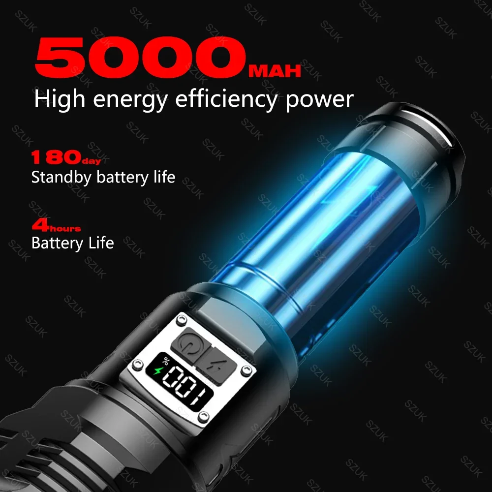 Lanterna tática de mão com zoom telescópico, laser branco de alta potência, 4500mah, 18650, ultra-longo alcance, acampamento, pesca